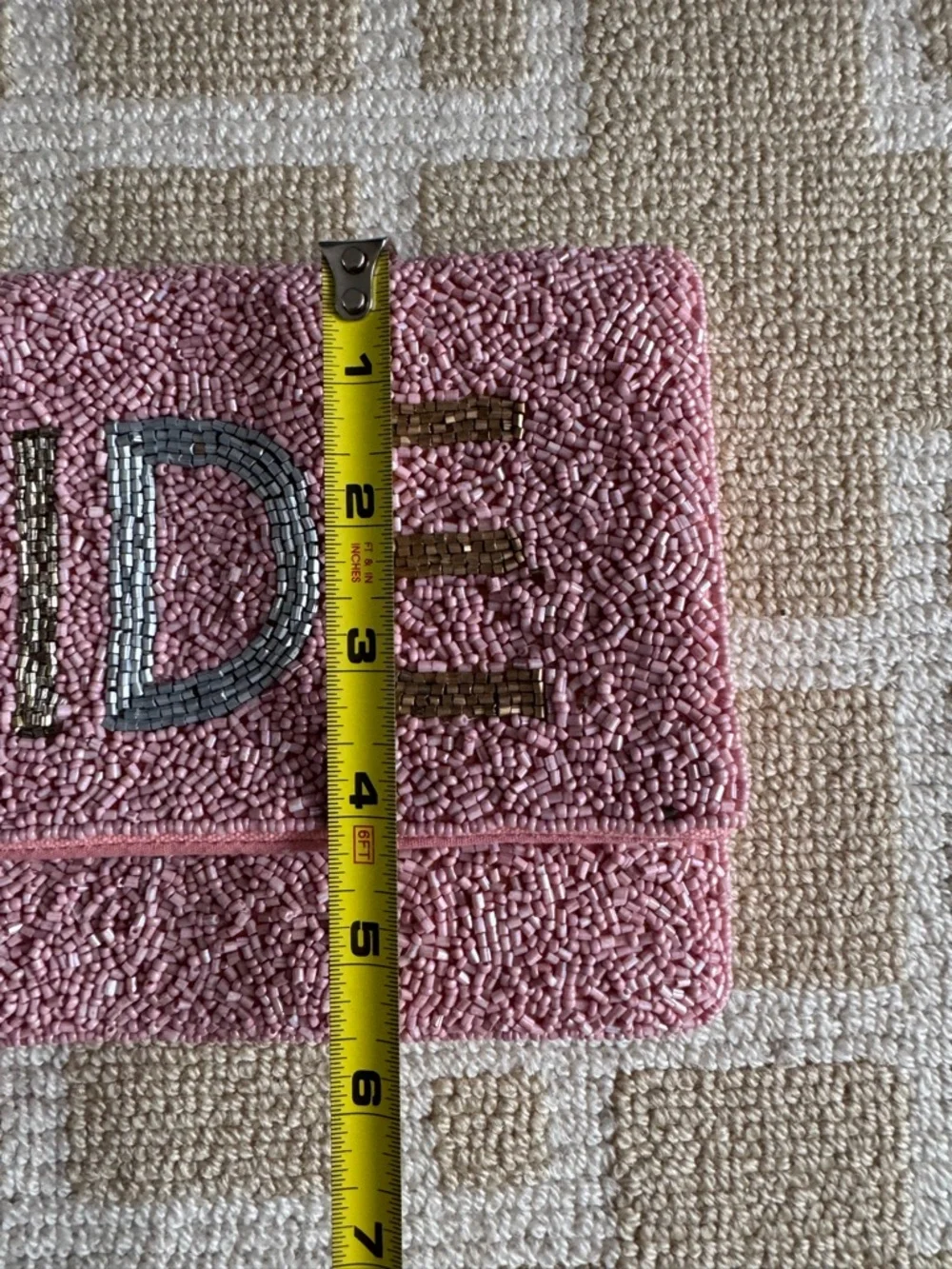Beaded Bride Clutch Pink Envelope Bridal Wedding Party Bag - Picture 8 of 9